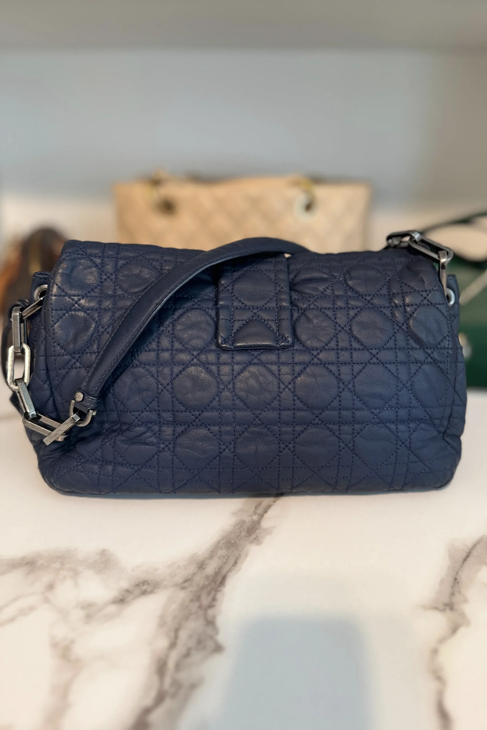 Christian Dior Cannage New Lock Leather Flap Bag - Image 4