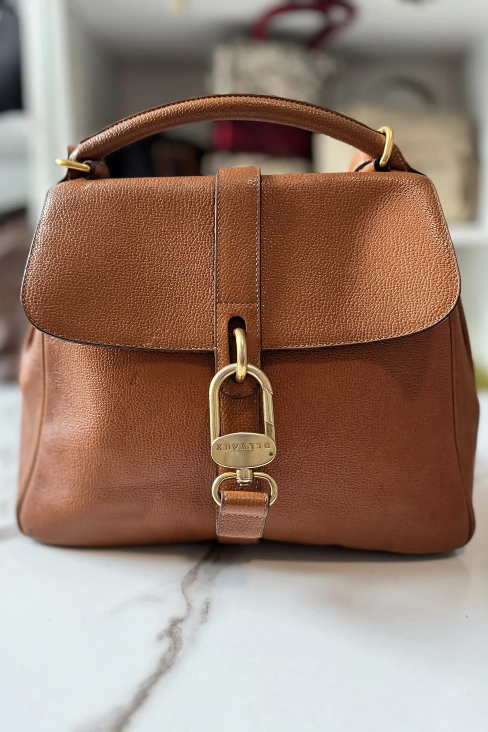Delvaux 'Gin Fizz' Cognac Jumping Bag - Image 8