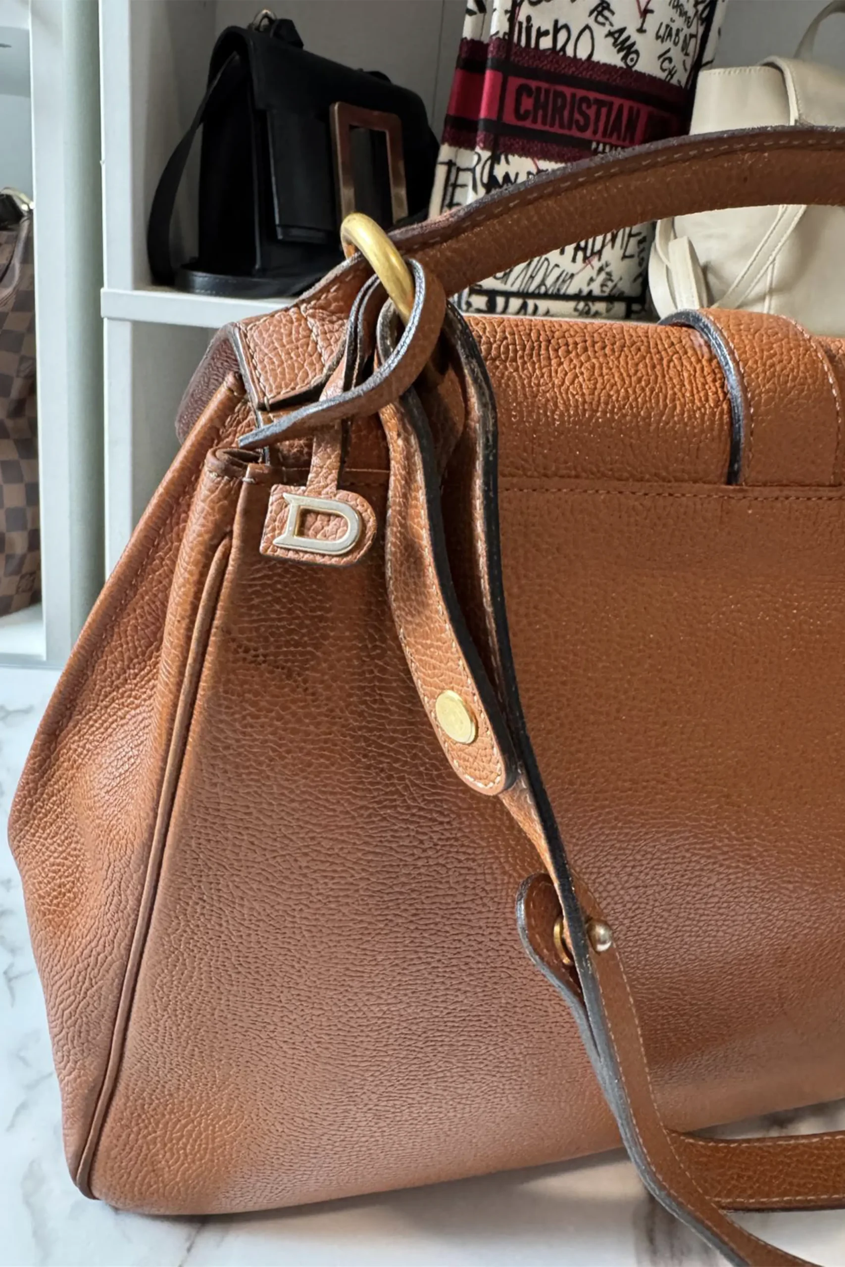 Delvaux 'Gin Fizz' Cognac Jumping Bag - Image 4